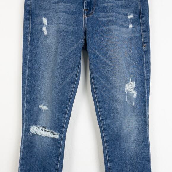 FRAME Le Skinny de Jeanne Jeans 25 Medium Wash Distressed Raw Hem USA - Picture 3 of 9
